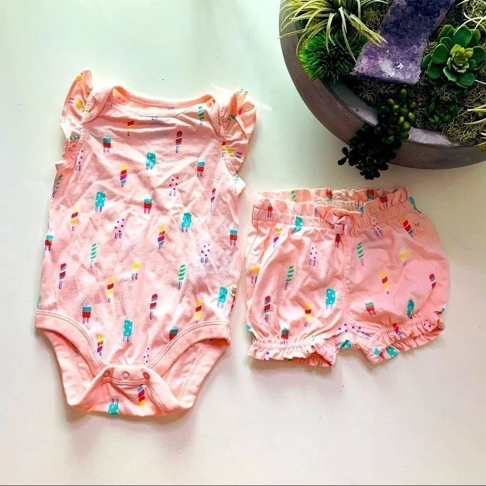 Baby Gap Summer pink popsicle onesie shorts 3-6 m